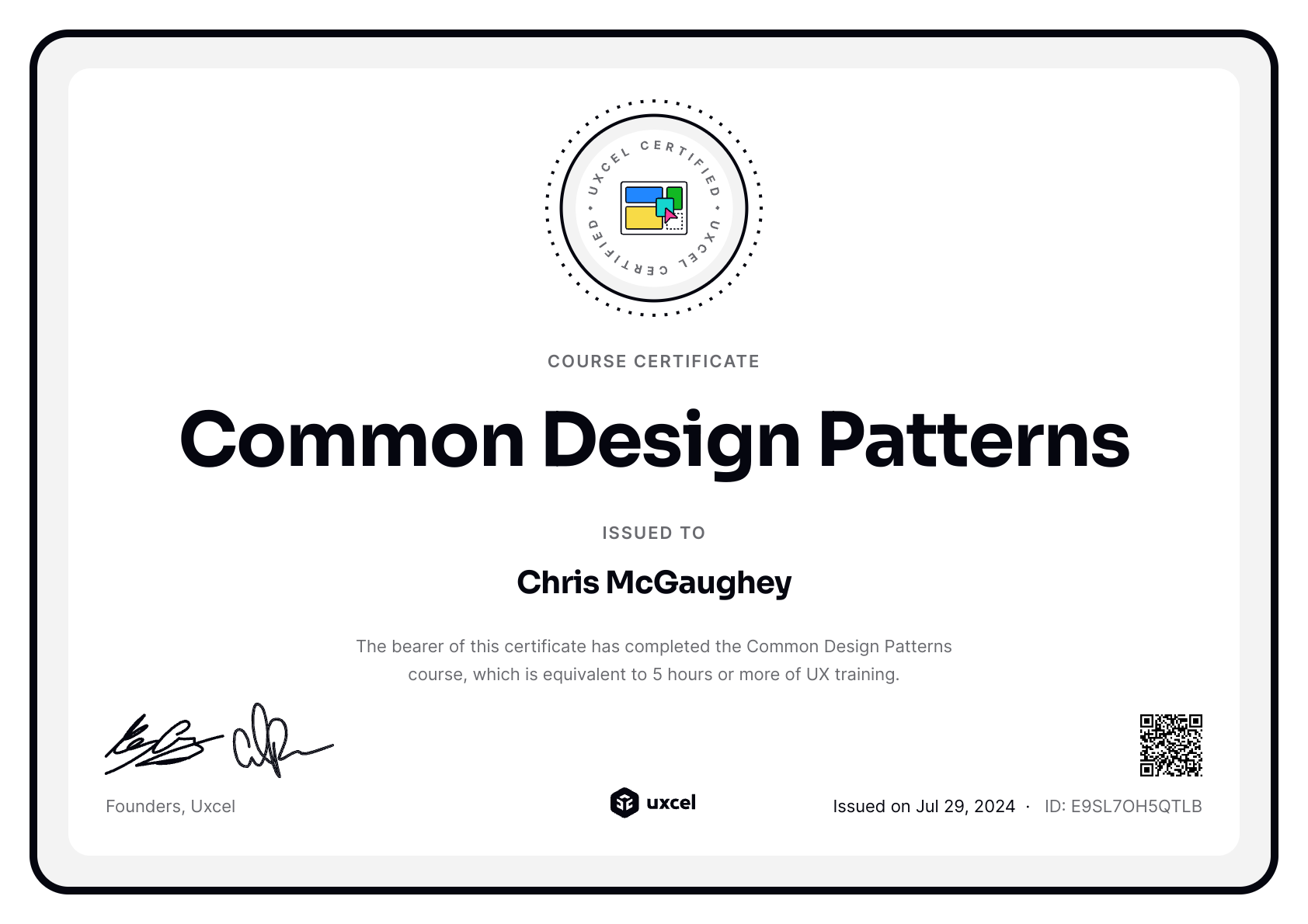 Chris McGaughey's certificate
